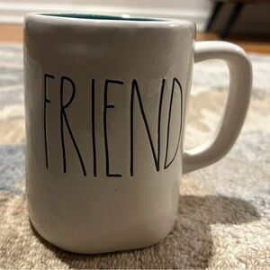 White Ceramic Mug with 'FRIEND' Text